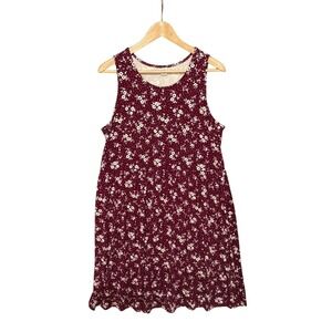 Old‎ Navy Womens Sleeveless Babydoll Tank Dress Size Large Maroon Floral Stretch